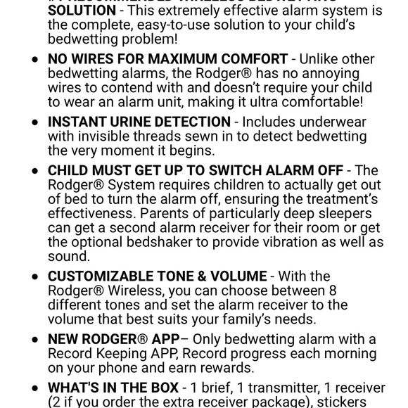 Bed Wetting Store Other Rodger Wireless Bedwetting Alarm System